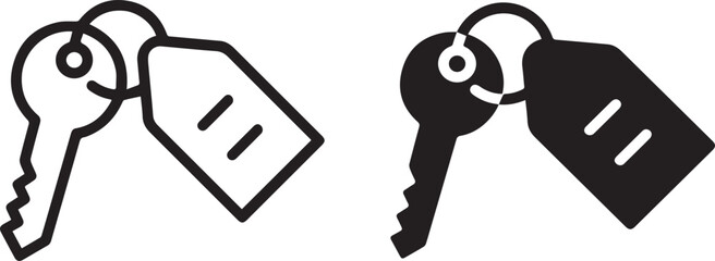 keys, tags, labels, black and white, minimalist, line art, simple, vector, icon