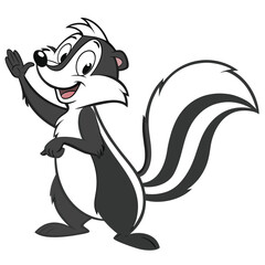 Vector art of cartoon skunk waving hello