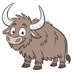 Vector art of cute cartoon water buffalo standing on a