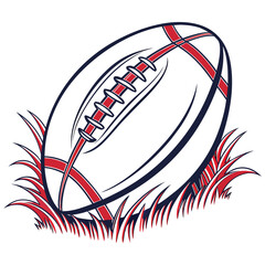 Vector art of american football ball resting in grass