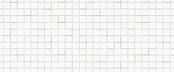 Clean white square tiles form a seamless geometric pattern, ideal for minimalist design, background, stone