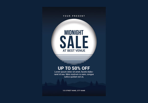 Midnight Sale Flyer Poster