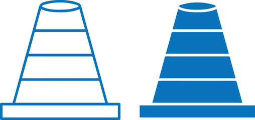 Traffic cone,icon  step pyramid, geometric shape, minimalist design minimalist, flat design, vibrant blue, gradient, vector illustration