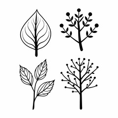 Eco Branches and Leaves Outline Icon Bundle