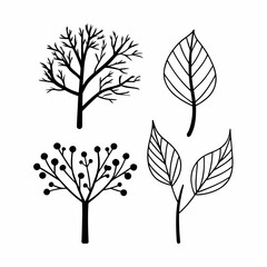 Eco Branches and Leaves Outline Icon Bundle