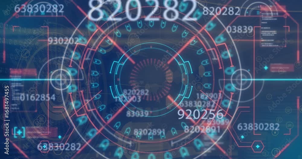 Poster animation of scope scanning overnumbers financial data processing