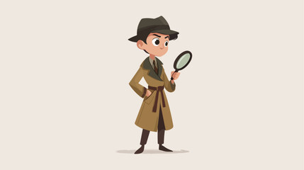 Child detective character with magnifying glass illustration
