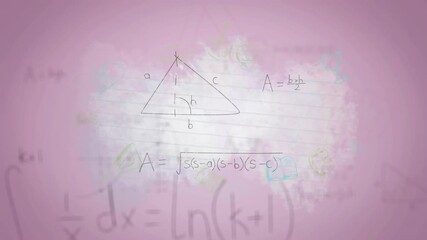 Animation of smoke and math formulas on pink background - Powered by Adobe