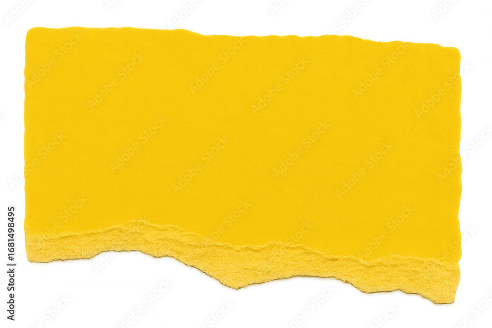 Poster horizontal yellow ripped paper piece with transparent background, ideal for adding a touch of color 