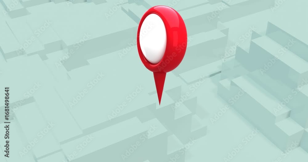 Poster animation of location marks over green background with blocks
