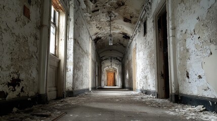 Fototapeta premium Abandoned hospital hallway
