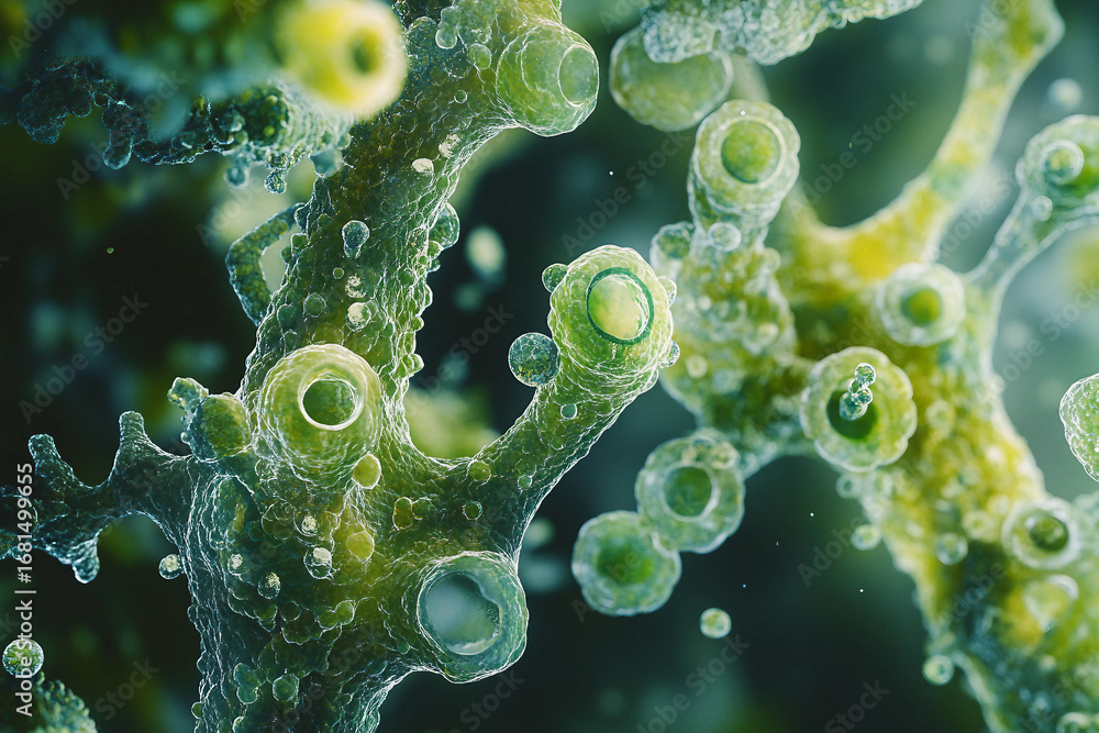 Poster generative ai depiction of glowing dna structure showcasing biological and scientific concepts in vi