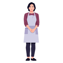 flat vector of female character as housewife maid or housekeeping