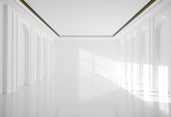 Obraz premium Vast, empty white room, minimalist architecture, modern, studio