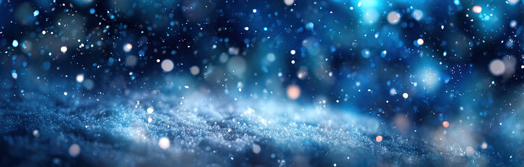 Bokeh light spots - Abstract dark blue gradient background - Cold tone abstract concept