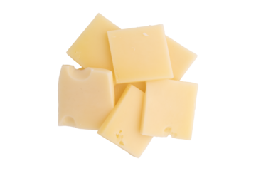 piece of cheese isolated on white background, top view, flat lay