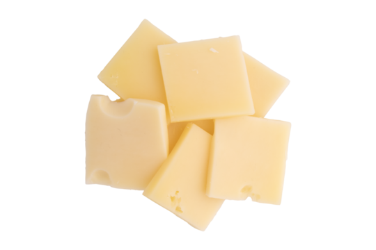 piece of cheese isolated on white background, top view, flat lay