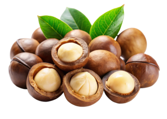 Macadamia nuts isolated on white background