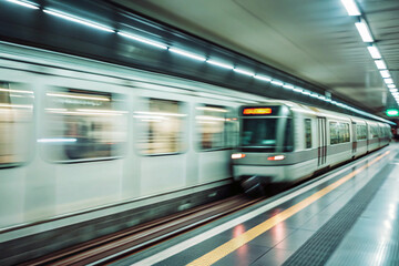 Subway platform. Trains speeding by. Sense of speed. Dynamic energy. Local train. Express train. Crowded train. Mach speed. Swift-footed. Urban.