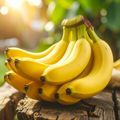Fresh bananas on the wooden floor