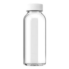 Clear Plastic Water Bottle with White Cap Isolated on White Background