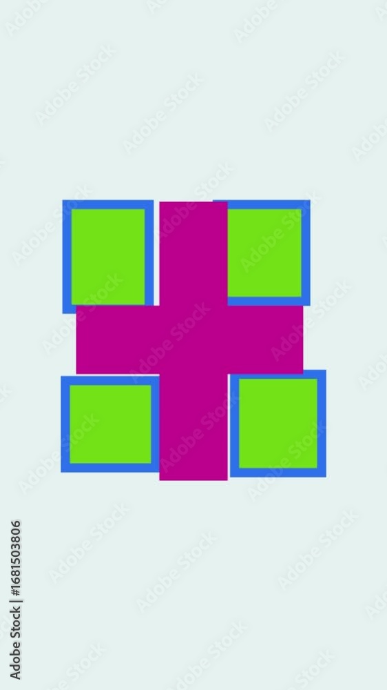Poster abstract geometric composition featuring a cross shape and colorful squares on a light background. a