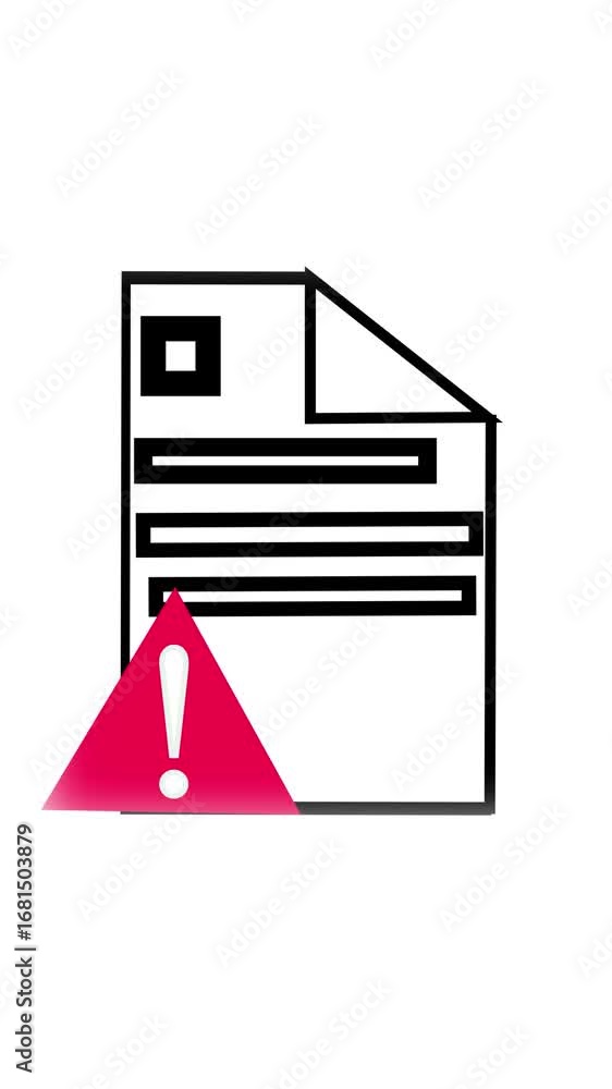 Aufkleber vertical video featuring abstract document design with red triangle symbol. simple abstract illustra
