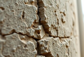 Close-up of weathered stone pillar, intricate detail visible,  rough,  monument
