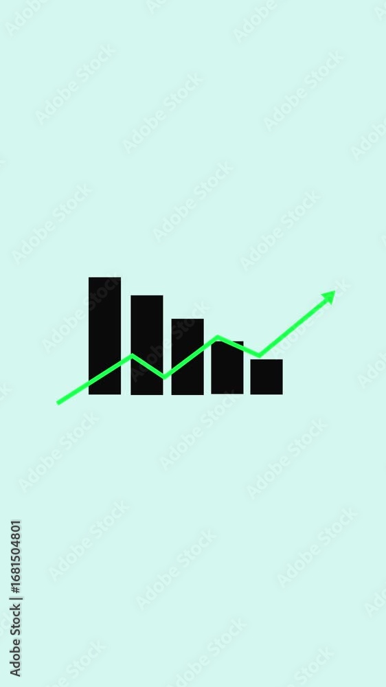 Poster vertical video showing financial analysis through graphic bar chart animation. financial analysis co