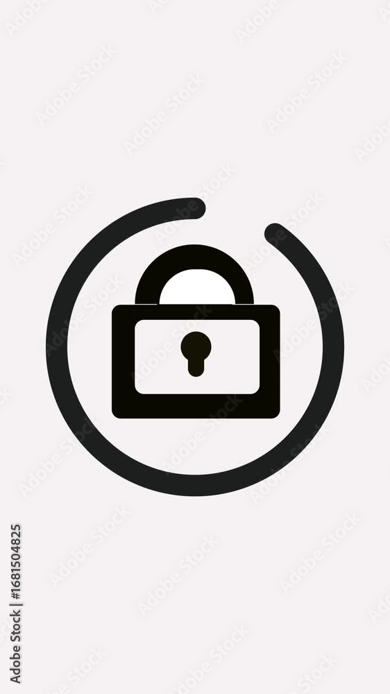 Poster digital safety illustrated with animated security icon in vertical video format. animated security i