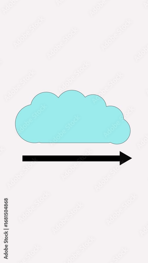 Poster animated cloud transfer showing technology concept of data movement vertical video. cloud data trans