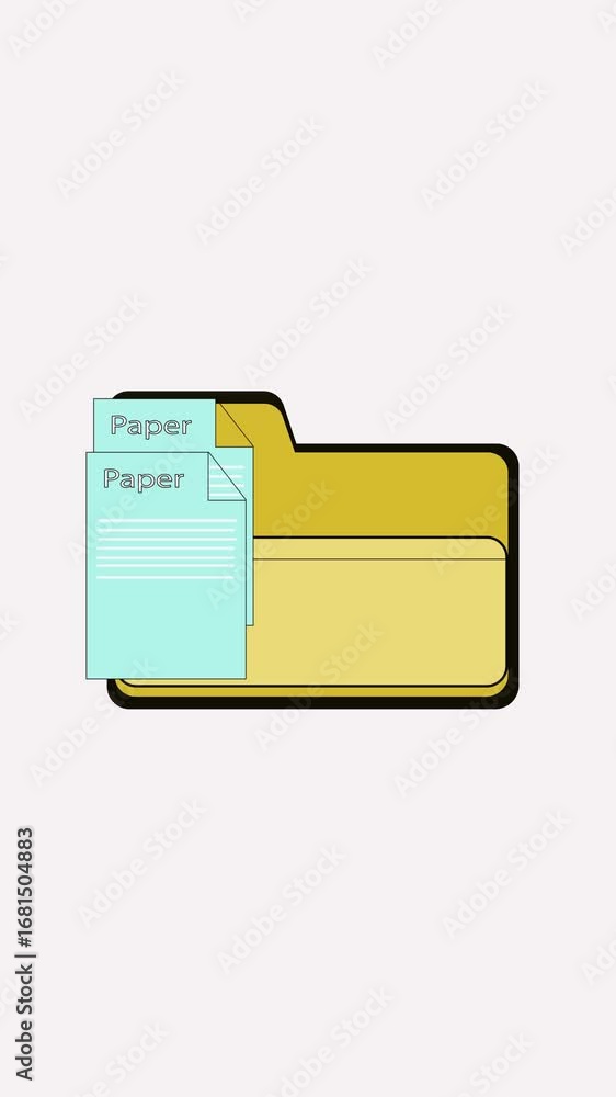Poster vertical video featuring digital folder with files and document animation concept. animated illustra
