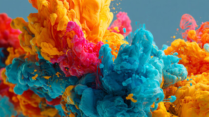 Obraz premium Explosion of colorful ink in water.