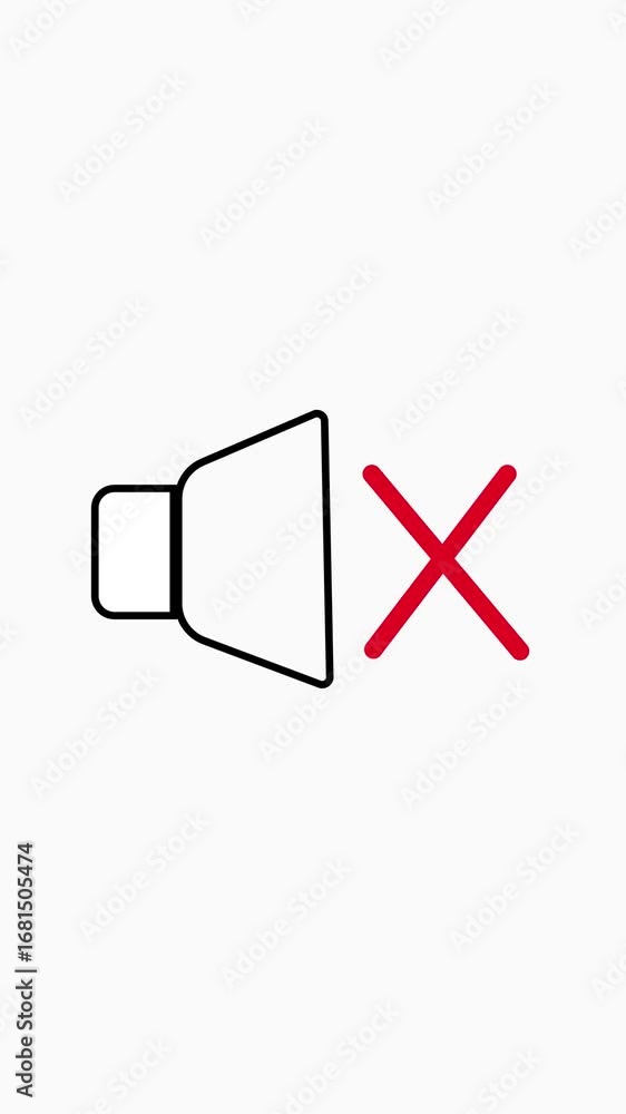 Poster silenced audio speaker with muted sound notification on clean white background. vertical video featu