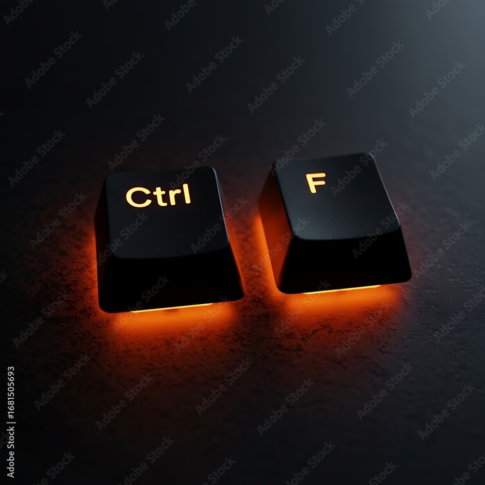 Aufkleber illuminated ctrl f keyboard keys symbolize search and discovery