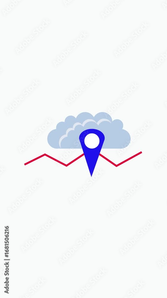 Poster vertical video showing cloud computing represented by pin and line animation. cloud computing concep