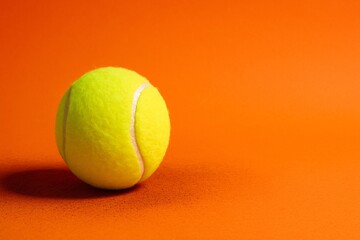 Tennis ball on bright orange background minimal sports concept design for fitness and competition