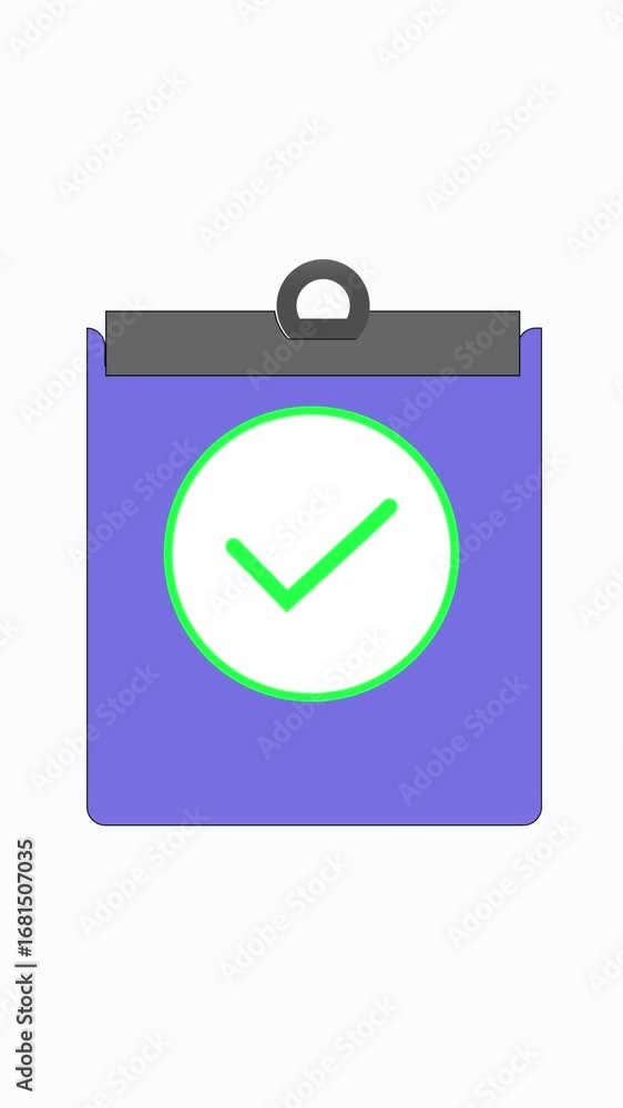 Poster vertical video featuring digital checklist completed on clipboard with green tick mark. digital chec