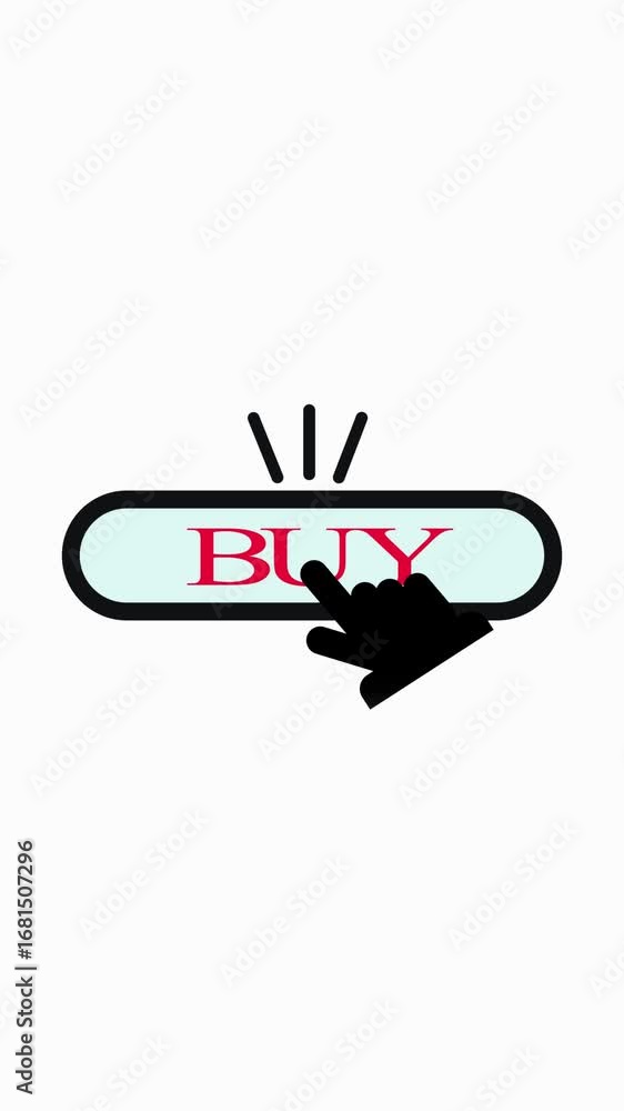 Aufkleber digital buy button click animation for online shopping vertical video. animated click interaction on