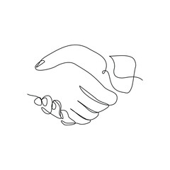 continuous line drawing of handshake business deal agreement and helping concept. Editable stroke sketch vector illustration