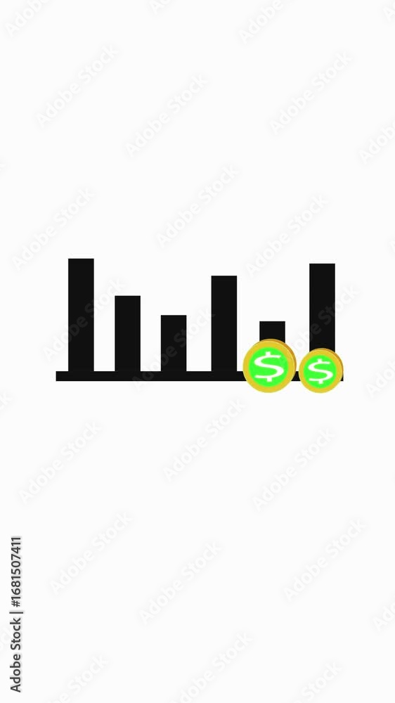 Poster dollar sign financial graph showing upward trends vertical video. financial growth graph with dollar