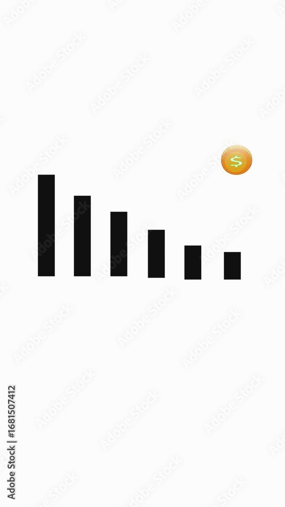 Poster minimalist graphic showing decreasing value trend vertical video. abstract graphic illustrating decr