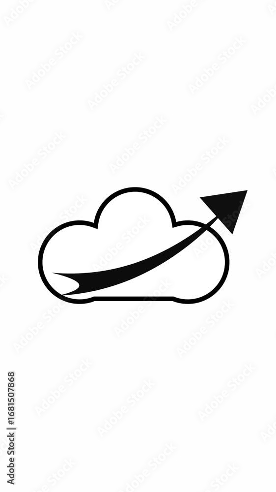 Poster minimalist cloud computing animation with arrow indicating success and innovation vertical video. mo
