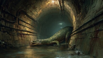 Ancient beast in a dark tunnel