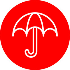 Protection Umbrella Vector Line White Circle Red Icon Design