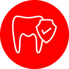 Dental Protection Vector Line White Circle Red Icon Design