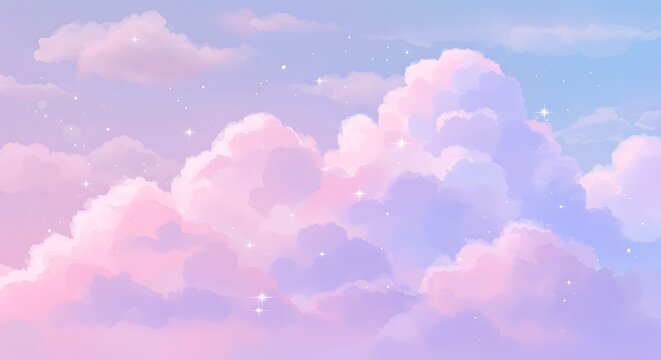 Dreamy Pastel Clouds with Sparkles