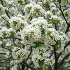 White flowers covered in fresh snow with soft winter light and cold texture