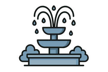 Vector Illustration of Park Fountain with Water Sprays
