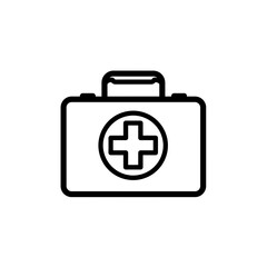 Fototapeta premium Essentials of Care: A stark yet elegant depiction of a first aid kit, the universal symbol of health and emergency readiness. A straightforward illustration perfect for healthcare materials.